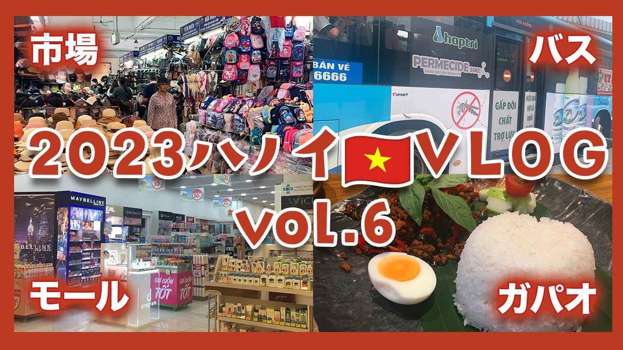 【ベトナム・ハノイVlog】vol. 6 女子ひとり旅！市場/ドラッグストア/ショッピングモール/もちろん食べる♪【2023年】