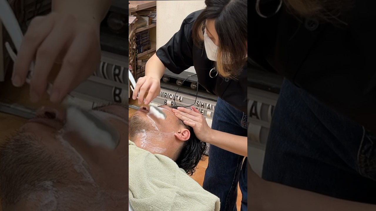 💈顔剃りっていいよね💈 #shorts #barber #barbershop #shaving #理髪店 #理容師 #散髪屋 #床屋探偵団 #女性理容師 #顔剃り