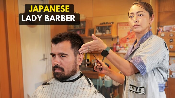 💈(ASMR) Japanese Barbershop Owned by Female Barber with 20+ Years Experience at the Foot of Mt Fuji