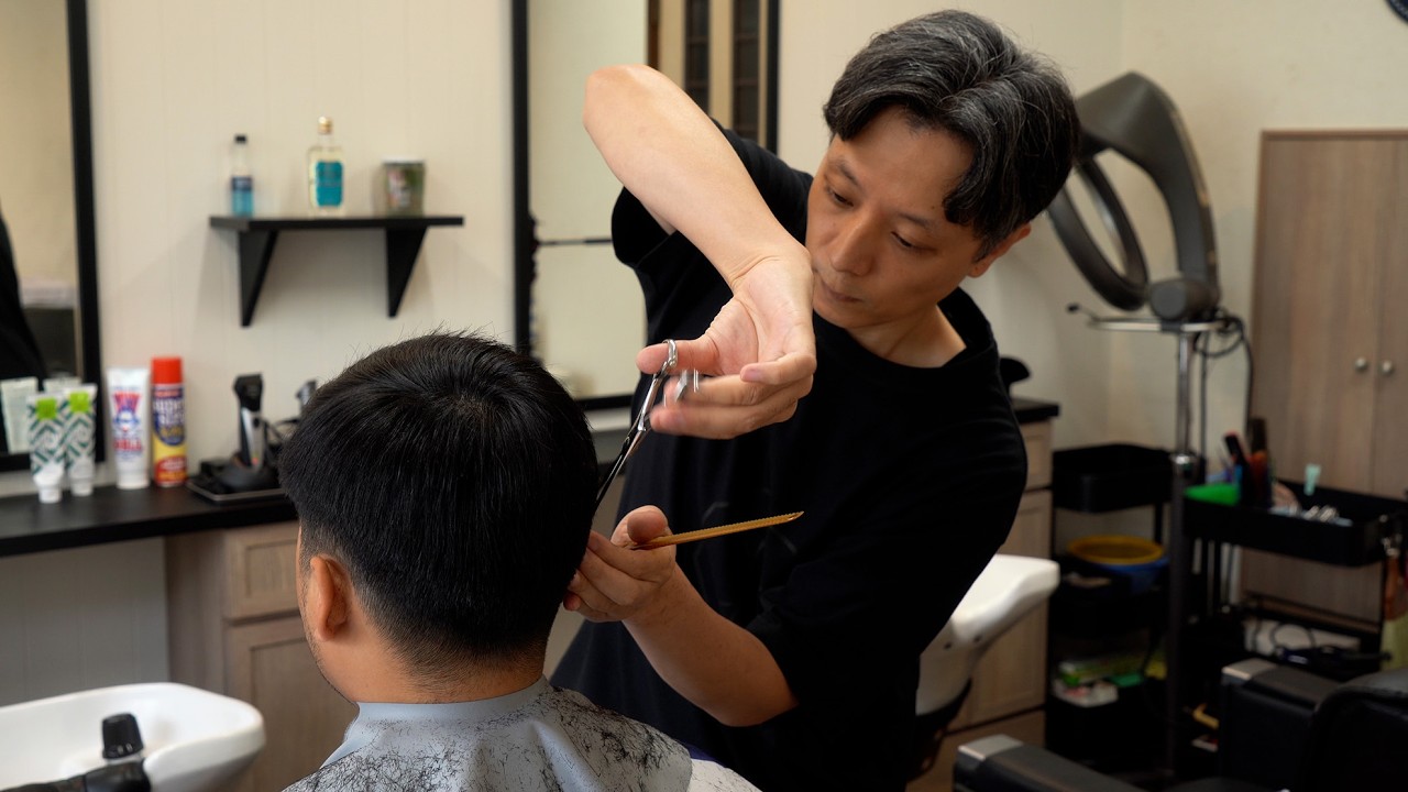 💈🇯🇵メンズカットに定評のある小岩の理容室「BARBER KITAGAWA」での総合調髪、クリームワックスで作るリラックスクラシックスタイル | カット シェービング シャンプー マッサージ ASMR