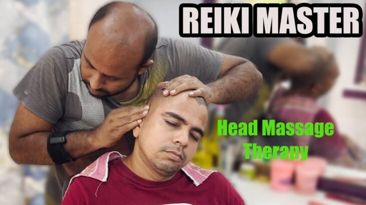 Reiki Master Performing Head Massage therapy | Indian Street Barber | ASMR