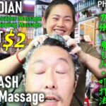 市場の美容院☆強めのシャンプー,肩もみ,叩打法,マッサージASMR Hair Wash カンボジア