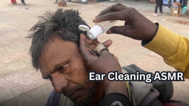 Ear Cleaning at Indian street! | Best Exprincer Street Barber Cleaning | ASMR